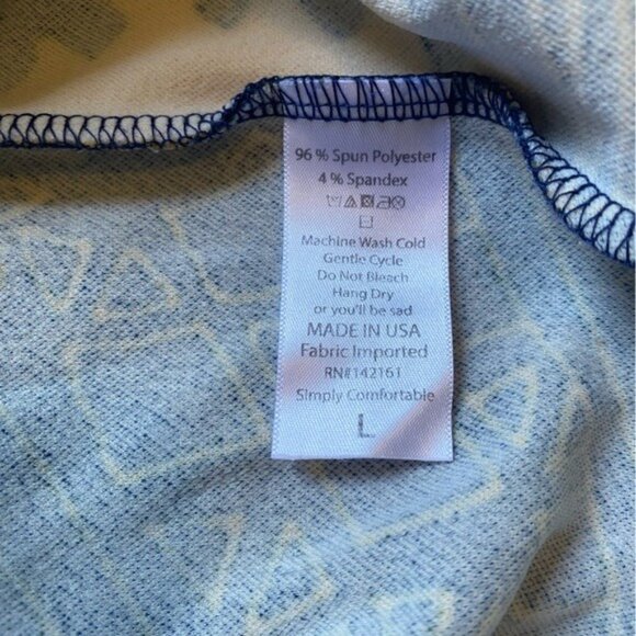 LulaRoe Cassie Blue/Yellow Geometric Print Pencil Skirt Size Large Stretchy Fabr - Picture 7 of 8